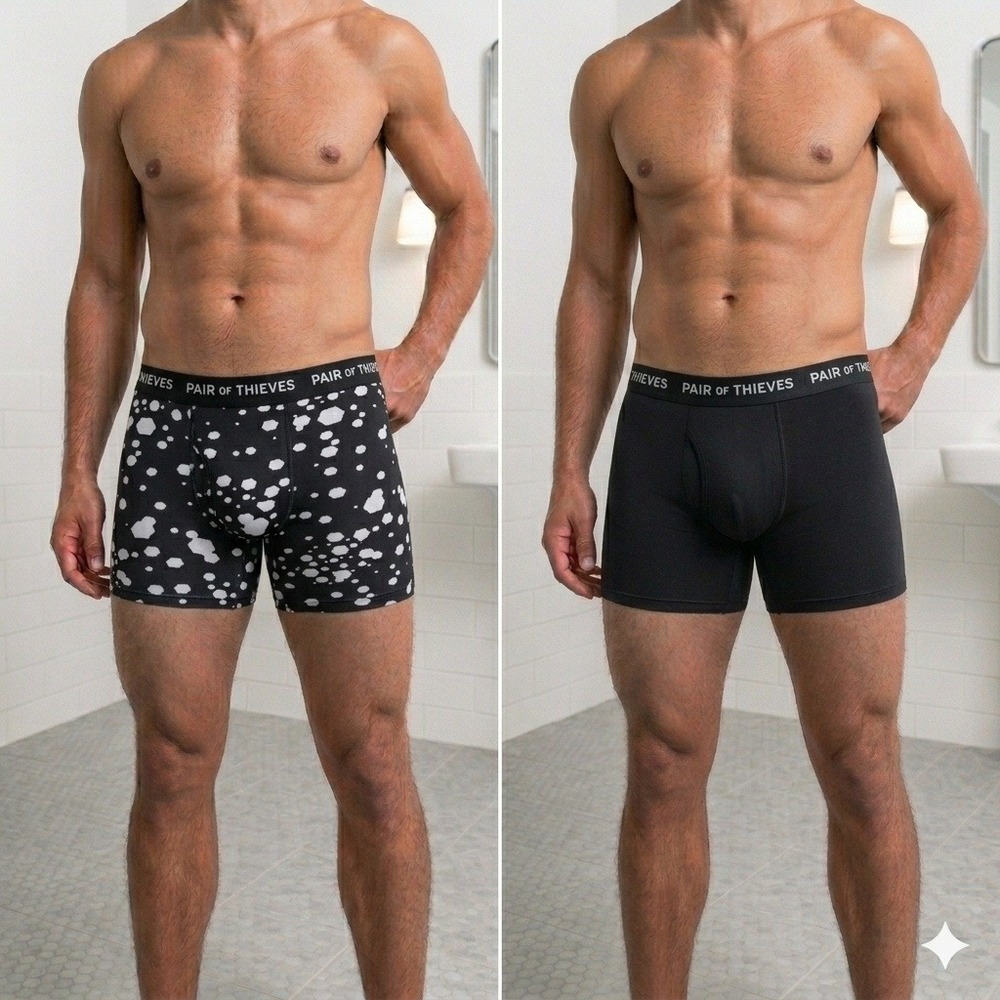 Pair of Thieves SuperFIT Boxer Briefs M (31-33) Black Black/White (2) Pack *NEW*